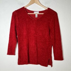 Sarah Arizona red V-neck lightweight sweater size small S B176